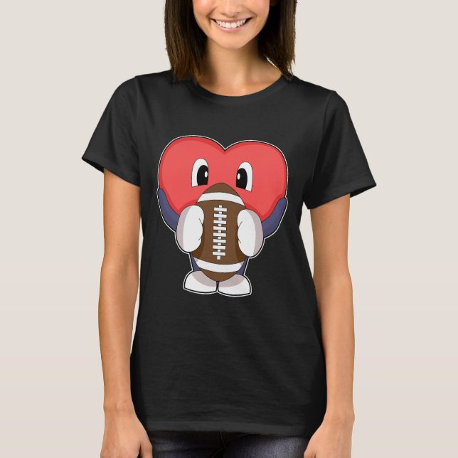 Heart American Football Sports T Shirt (Framsida)