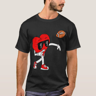 Heart American Football Valentines day Boys Manar  T Shirt