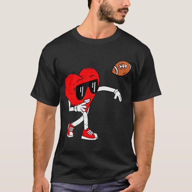 Heart American Football Valentines day Boys Manar  T Shirt (Framsida)