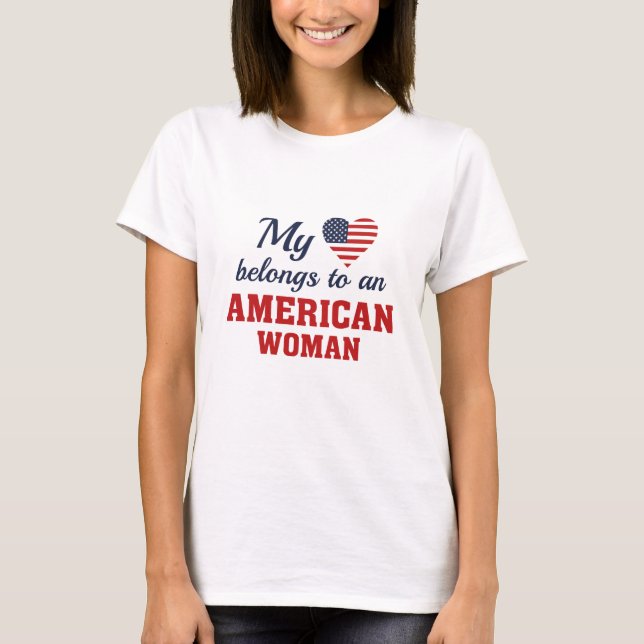 Heart American Woman T Shirt (Framsida)