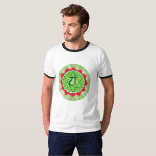 Heart Anahata Chakra Ringer T-Shirt, White/Black Tee