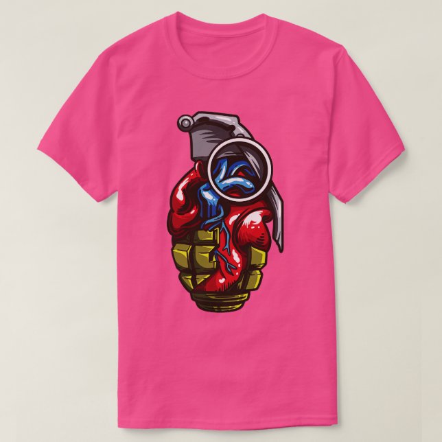 Heart Anatomy Kärlek Grenade T Shirt (Design framsida)