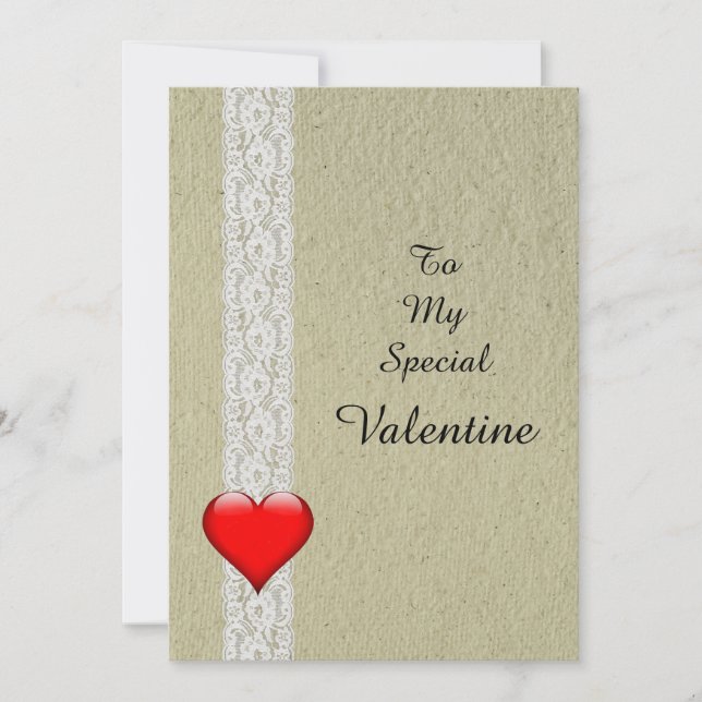 Heart and Lace Special Valentine Julkort (Framsida)