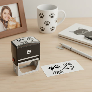 Heart and Paws Name Stamp for a Dog Lover Självfärgande Stämpel