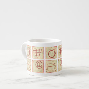 Heart and Ring Woodblock Teckning Espressomugg