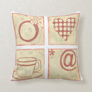 Heart and Ring Woodblock Teckning Kudde