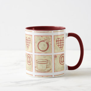 Heart and Ring Woodblock Teckning Mugg