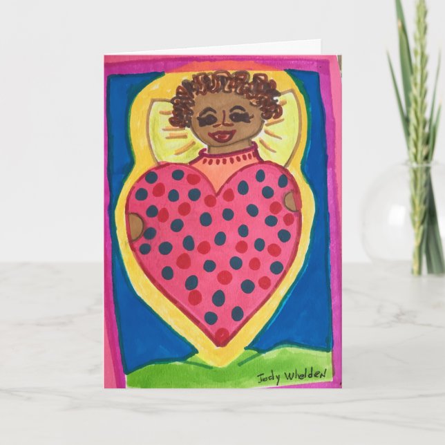 Heart Angel som flyger med Valentine Kort (Framsida)
