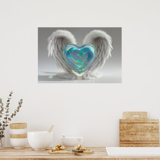 *~*~ Heart Angel Vingar AP78 Teal Opal Poster (Kök)