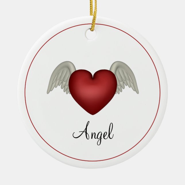 Heart Angel Vingar Julgransprydnad Keramik (Framsidan)