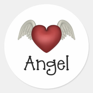 Heart Angel Vingar Runt Klistermärke