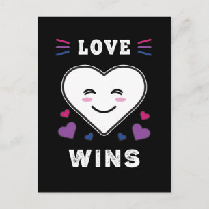 Heart Ansikte Kärlek vinner HGBTQ Bisexual Pride Vykort