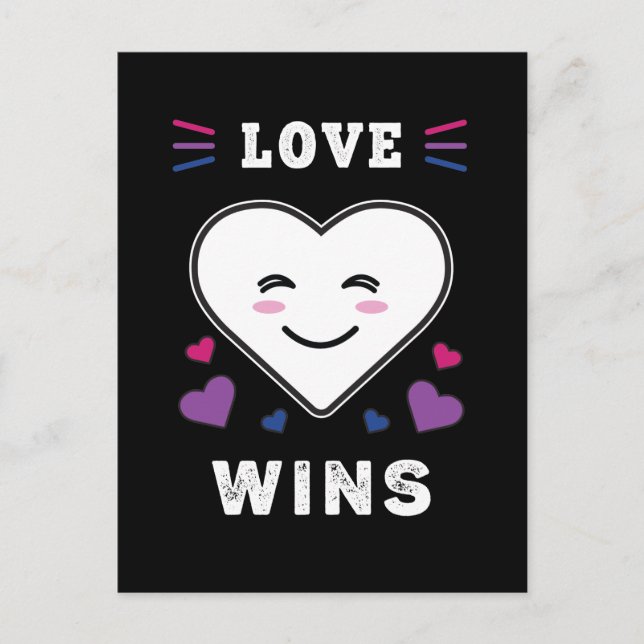 Heart Ansikte Kärlek vinner HGBTQ Bisexual Pride Vykort (Framsida)