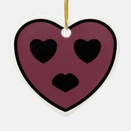 Heart Ansikte Pout Julgransprydnad Keramik