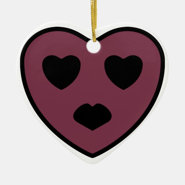 Heart Ansikte Pout Julgransprydnad Keramik (Framsidan)