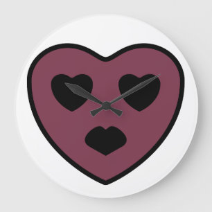 Heart Ansikte Pout Stor Klocka