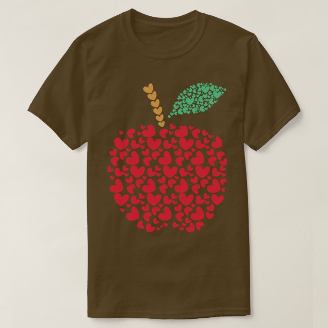 Heart Apple Teacher Valentines day Gift T Shirt (Design framsida)