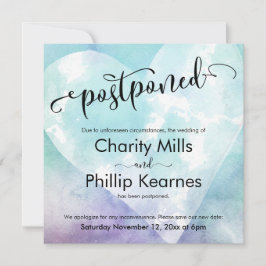 Heart Aqua Lila Postponed Bröllop Announcement