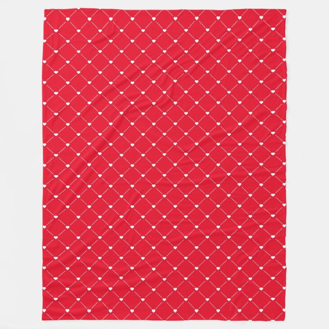 Heart Argyle Red Fleece Blanket (Framsidan)