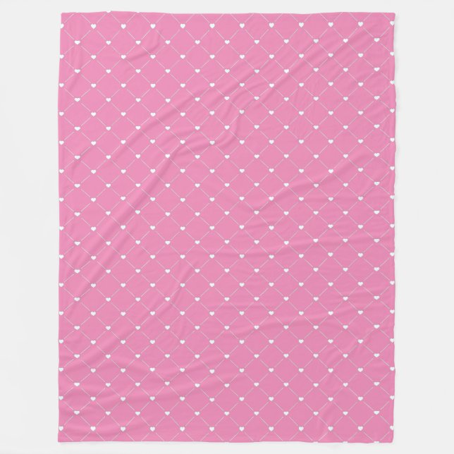 Heart Argyle Rosa Fleece Blanket (Framsidan)