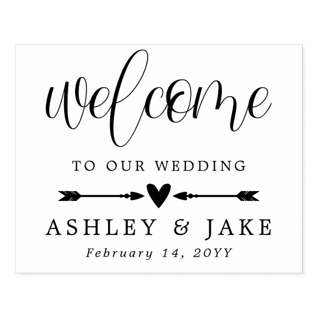 Heart & Arrows Cute Wedding Welcome Stämpel (Tryck)