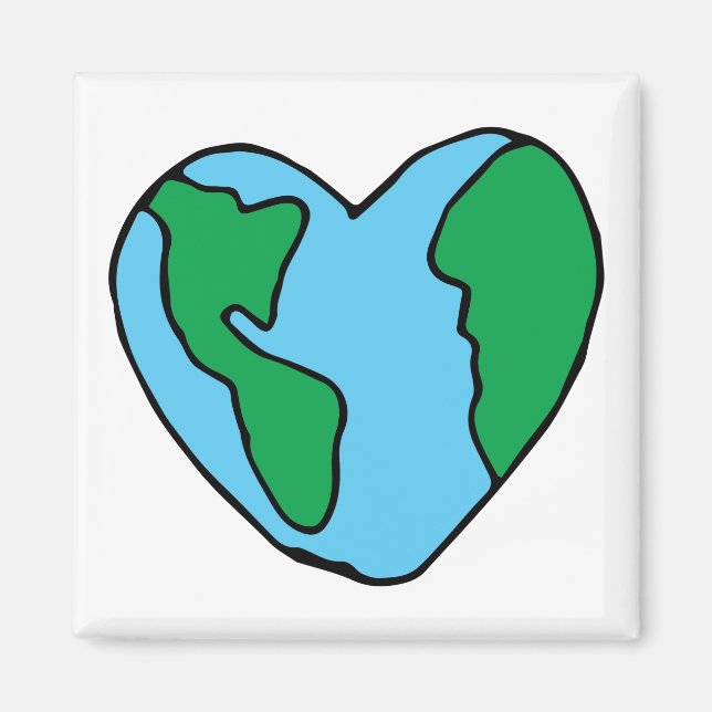 Heart Art World Ecogood Icon Lycklig Earth Clipa Magnet (Framsidan)