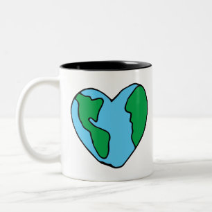 Heart Art World Ecogood Icon Lycklig Earth Clipa Två-Tonad Mugg