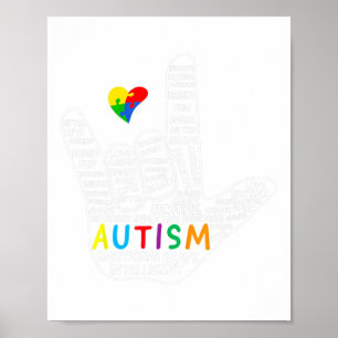 Heart Asl Kärlek teckenspråk Hand Autism Awareness Poster