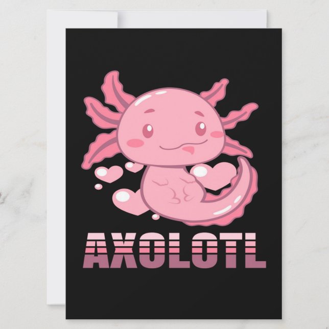 Heart Axolotl | Cute tecknad Axolotl (Framsida)