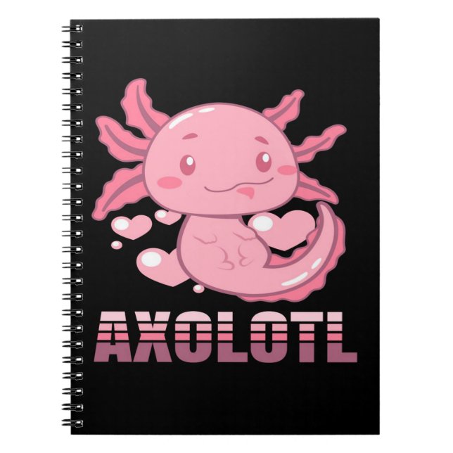 Heart Axolotl | Cute tecknad Axolotl Anteckningsbok (Framsidan)