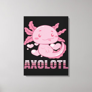 Heart Axolotl   Cute tecknad Axolotl Canvastryck
