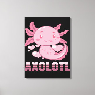 Heart Axolotl | Cute tecknad Axolotl Canvastryck