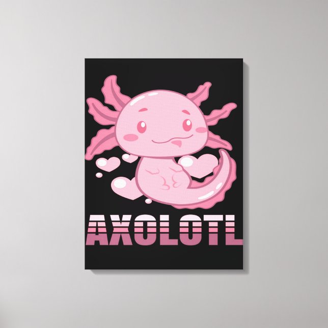 Heart Axolotl | Cute tecknad Axolotl Canvastryck (Framsida)