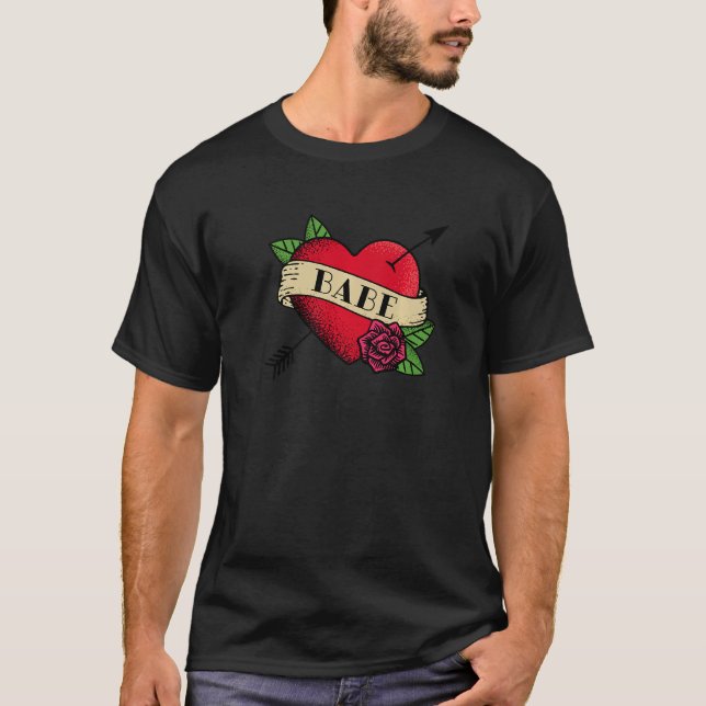 Heart Babe Tattoo T Shirt (Framsida)