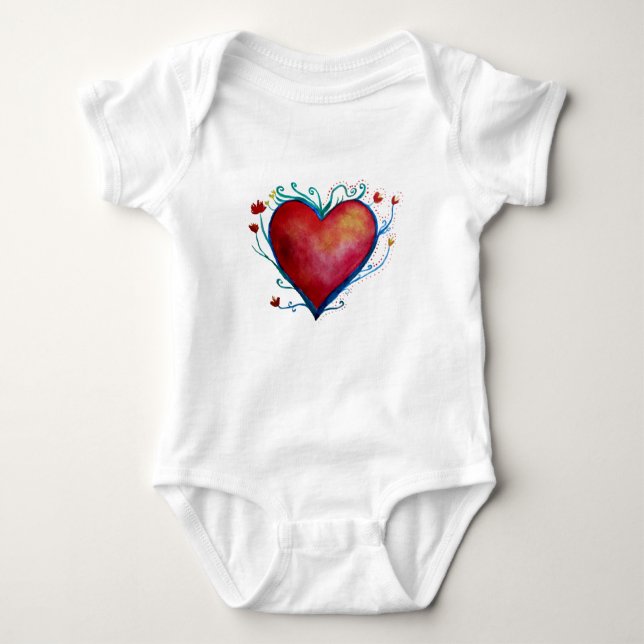 Heart Baby Jersey Bodydräkt T Shirt (Framsida)