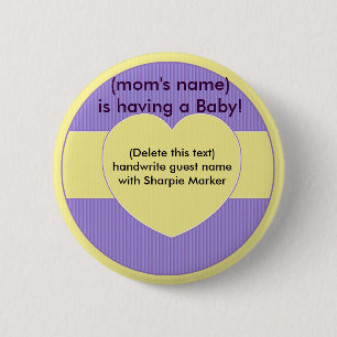 Heart Baby Shower Namn stift Knapp