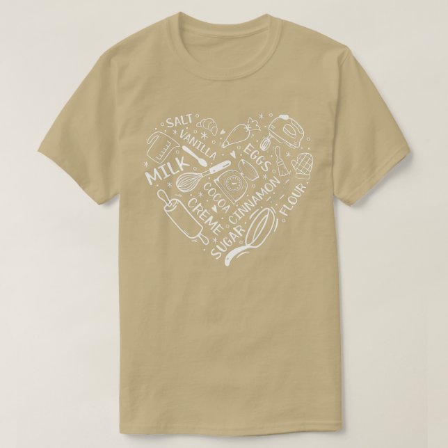 Heart Bake Baker Confectioner Baking Utensils Baki T Shirt (Design framsida)