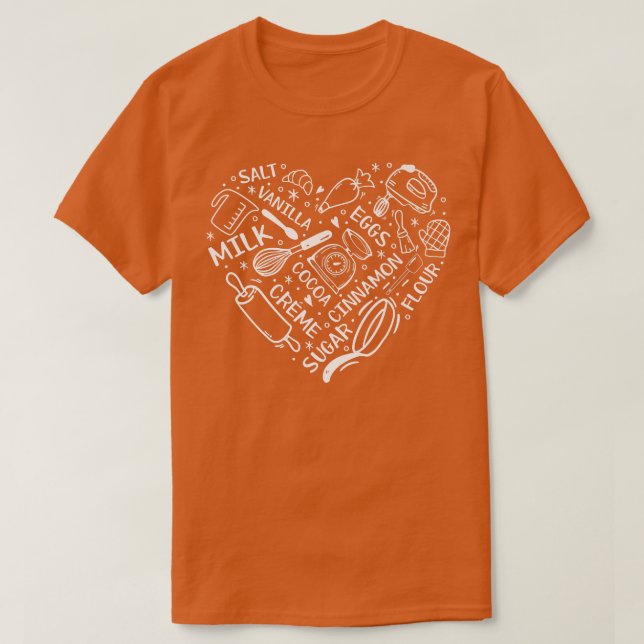 Heart Bake Baker Confectioner Baking Utensils Baki T Shirt (Design framsida)