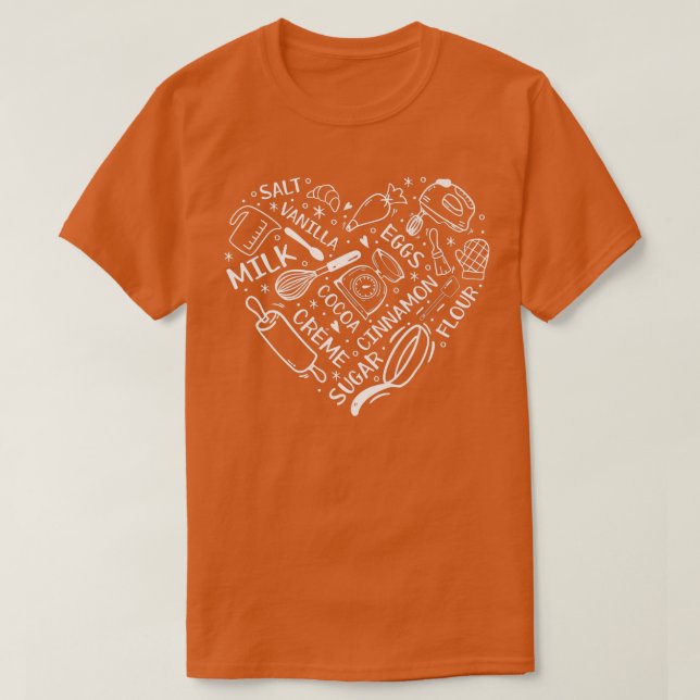 Heart Bake Baker Confectioner Baking Utensils Baki T Shirt (Design framsida)