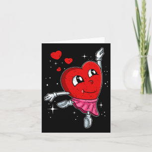 Heart Ballerina Valentines day Cute Ballet Dancing Kort