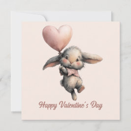 Heart Balloon Bunny for Valentines Kort