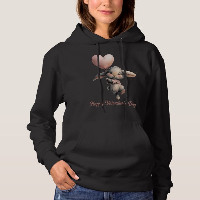 Heart Balloon Bunny for Valentines T Shirt (Framsida)