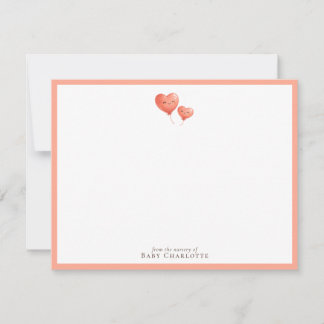 Heart Balloon Nursery Note Card – Personalized Anteckningskort