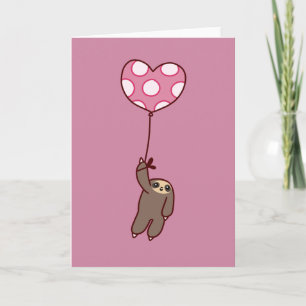 Heart Balloon Sloth Helgkort