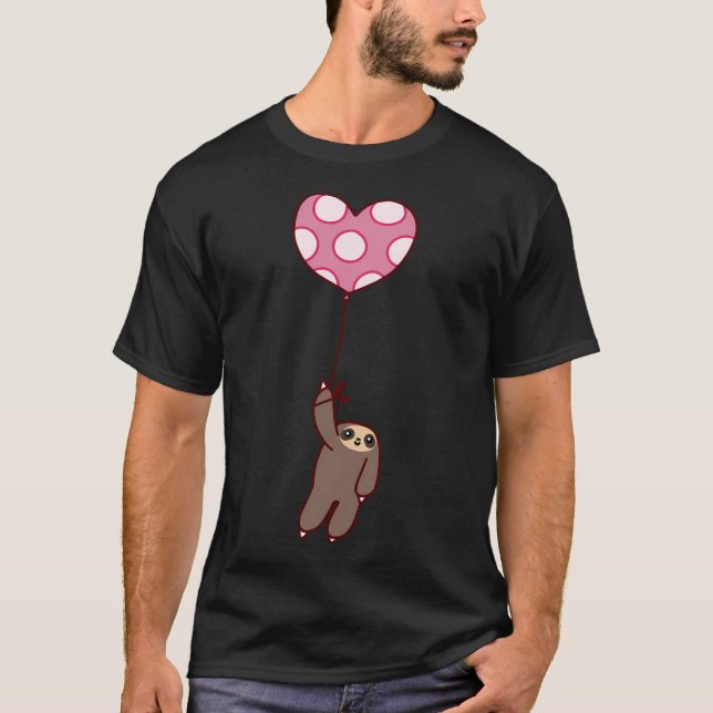 Heart Balloon Sloth T Shirt (Framsida)