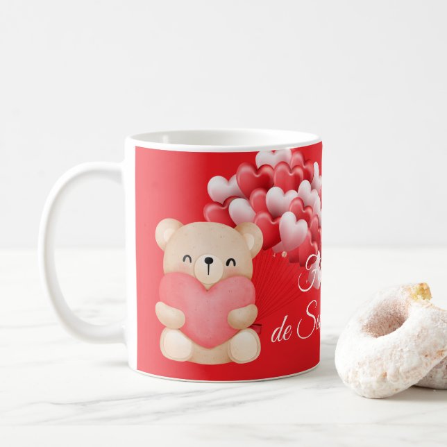 Heart balloons and bears, coffee mug Valentine's D Kaffemugg (Med munk)