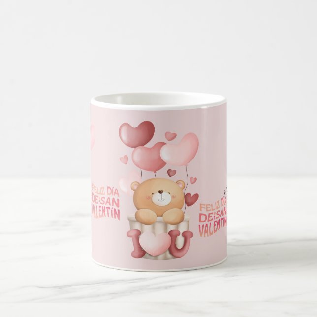 Heart balloons and bears, coffee mug Valentine's D Kaffemugg (Center)