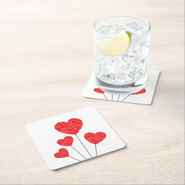 Heart Balloons Illustration Design Underlägg Papper Kvadrat