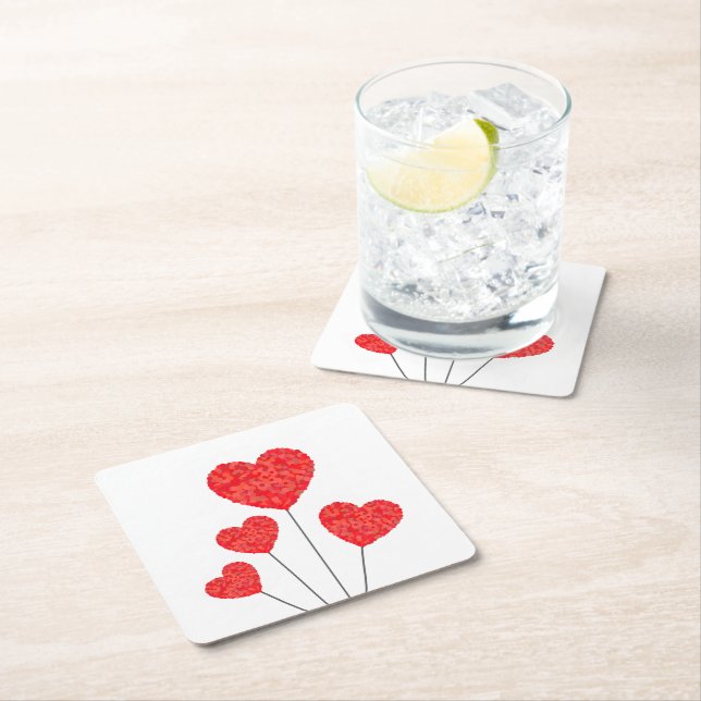 Heart Balloons Illustration Design Underlägg Papper Kvadrat (Insitu)