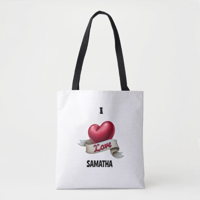 "Heart & Banner" Personalized Keepsake Tote Tygkasse (Framsida)
